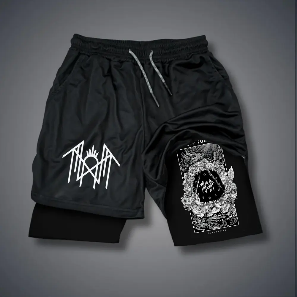 Men's Sleep Token Compression Shorts - Unisex Activewear, Fitness Training, Athletic Sports Male Clothing with Slim Fit, Graphic Double-Layer, Elastic Waistband, Quick-Drying, Breathable for Summer Outfits, Activewear Shorts, Fitness Training Shorts
