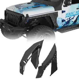 Hooke Road Aftermarket Front Fender Flares w/ LED Turn Signal Lights For 2018-2026 Jeep Wrangler JL & 2020-2026 Gladiator JT