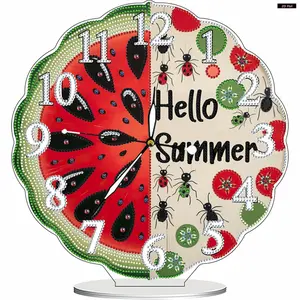 Acrylic Special Shape Flower Honey 5D Diamond Painting Clock Art Craft Diamond Painting Clock Handicraft Diamond Art Clock Ornaments Kit Living Room Decoration
