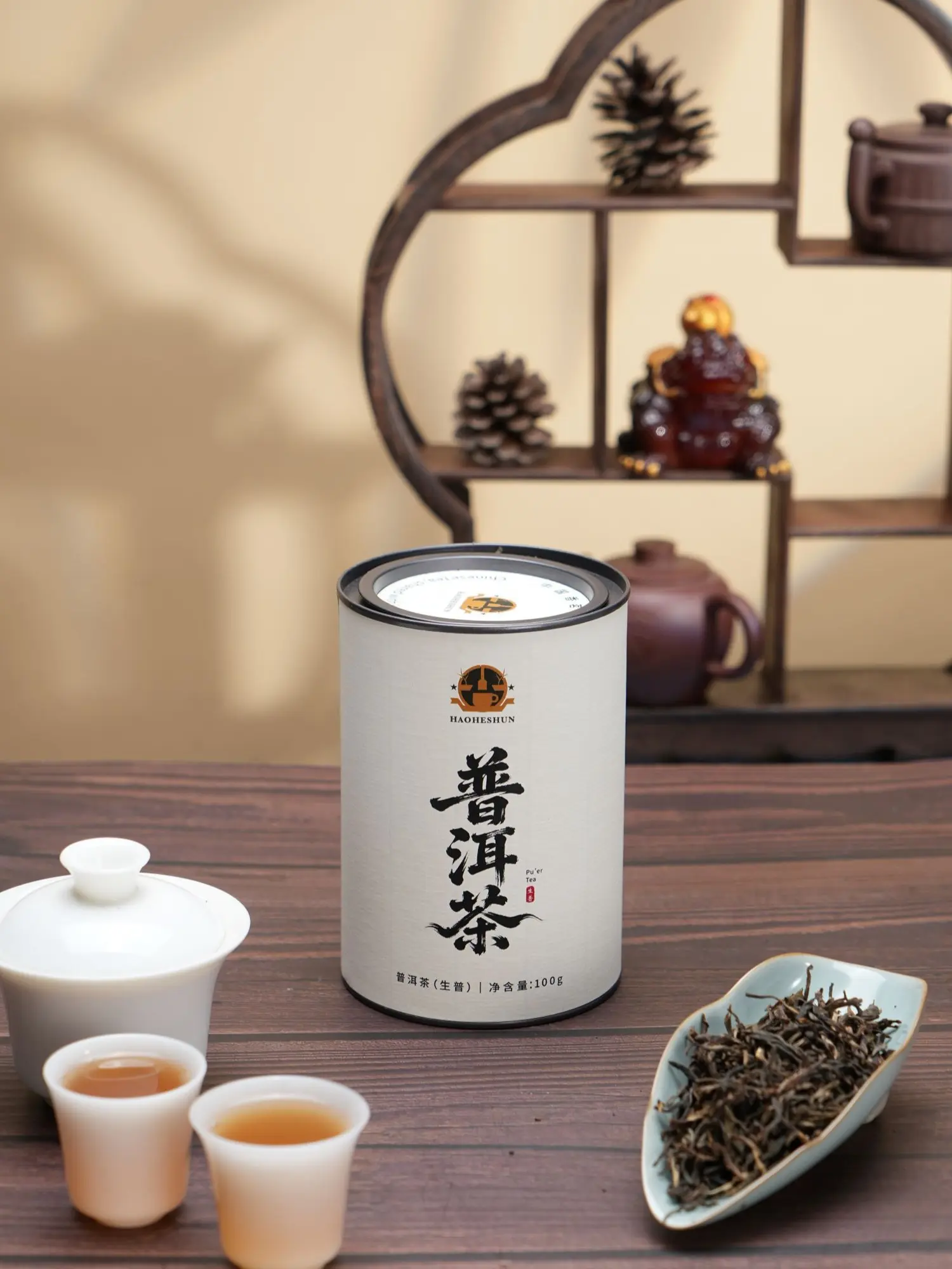 Pu'er Green Tea - Pure Materials, Sealed Iron Can Storage, 100g Loose Leaf, Yunnan Origin, Raw Pu'er, Sun-Dried, Premium Canister, Wild & Unadulterated, High-Altitude Essence