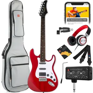 Best Choice Products Beginner Electric Guitar Kit w/ Headphone Amp, Padded Gig-Bag, Headphones Best Choice Products Beginner Electric Guitar Kit w/ Headphone Amp, Padded Gig-Bag, Headphones