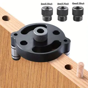Self Centering Doweling Jig,Self Center Dowel Jig Handheld Drill Guide for Straight Holes,Wood Panel Hole,Puncher Locator Woodworking Joints Tool(6/8/10mm)