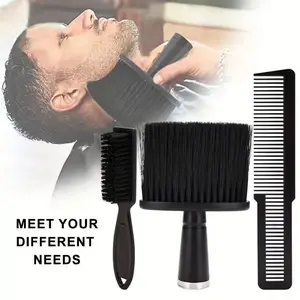 3-Piece Hair and Neck Dust Remover Set - Professional Hair Brush Kit, Suitable for Salon Use, Soft Bristle Hair Brush, Lightweight Hair Tools for Everyday Hairstyles, Salon Accessories and Beauty Essentials Black