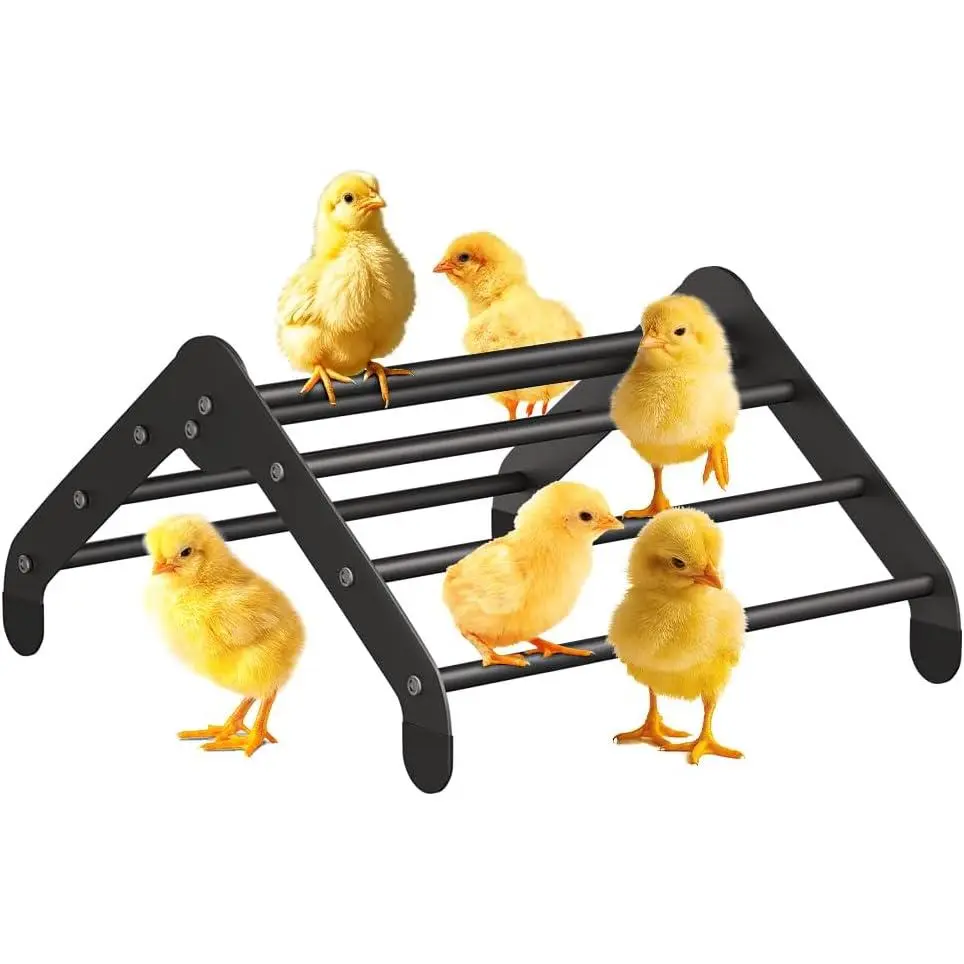 Adjustable Chicken Perch for Coop, Heavy-Duty Metal Chick Roosting Bar for Brooder,  Chicks Stand   Perches for Bird Parrot Hens Macaw, Black