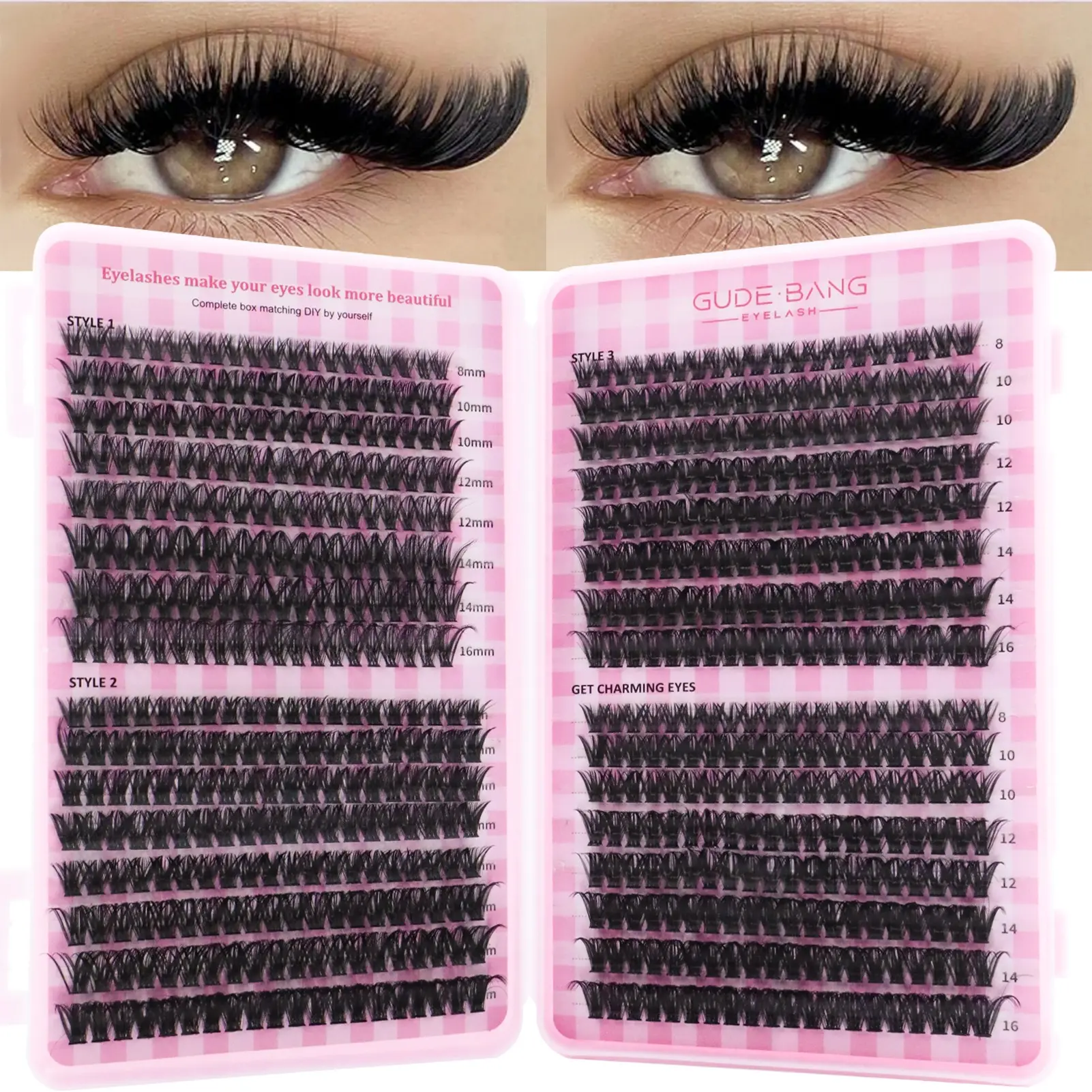 50D+80D+60D eyelash set, 640PCS large-capacity eyelash, Soft false eyelashes, soft and easy to wear, and a variety of styles to combine DIY single eyelash. False eyelash beginners live at home or go out for daily life & dating & party.