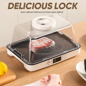 Saker Fast Defrosting Tray 360° Circulating Air Thawing System with Drip Basket & Transparent Cover for Meat Pork Beef Fish Durable Design Kitchen Utensils