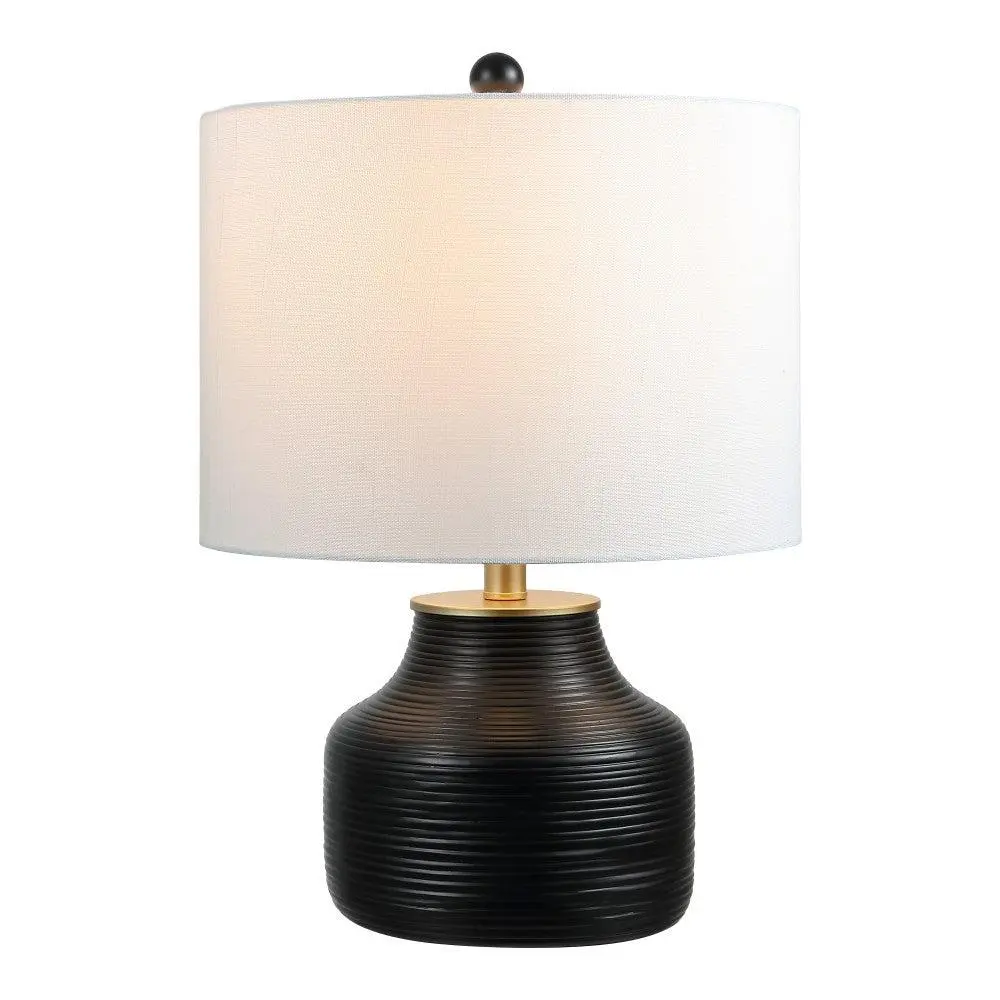 Malone 20" Modern Transitional Ribbed Tapered Ginger Jar Resin/Metal LED Table Lamp