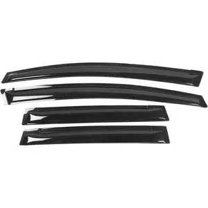 Window Visor Compatible with 2009-2014 Honda FIT 4 Door, Slim Style Acrylic Smoke Tinted & Semi-Transparent Sun Rain Wind Guards Shield Vent by MOTORSPORTS, 2010 2011 2012 2013