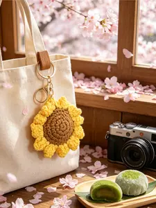 Creative Handmade Crochet Sunflower Keychain, Knitted Yarn Key Ring Pendant, Birthday Gift, Christmas Gift, Graduation Gift, Bag Charm, Keychain For Bags