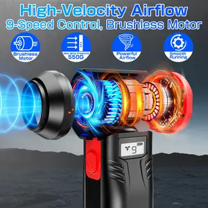 9 Gears Speed Adjustable Cleaning Blower 2025 90000RPM High Speed Powerful Air Blower Handheld Turbo Jet Fan Lithium Battery Blower