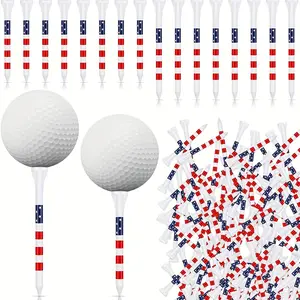 American Flag Golf Tees (50/100pcs), Wooden Golf Tees, Stars and Stripes Design Golfing Tees, Teens Golf Balls Game Accessories