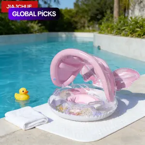 Mermaid Swimming Ring with Detachable Sunshade, Thick Baby Seat, Comfortable Sponge Bottom, Suitable for Indoor and Outdoor Pools, Inflatable Water #GLOBAL PICKS