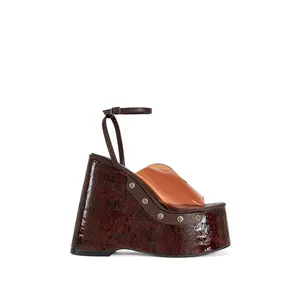 JENZA-CHOCOLATE PLATFORM WEDGE JELLY SANDAL