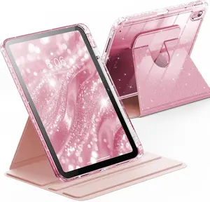 INFILAND 360° Case for iPad, Rotating Glitter Cover with Sparkly Clear Back & Pencil Holder – Perfect for Kids & Girls Who Love Sparkles