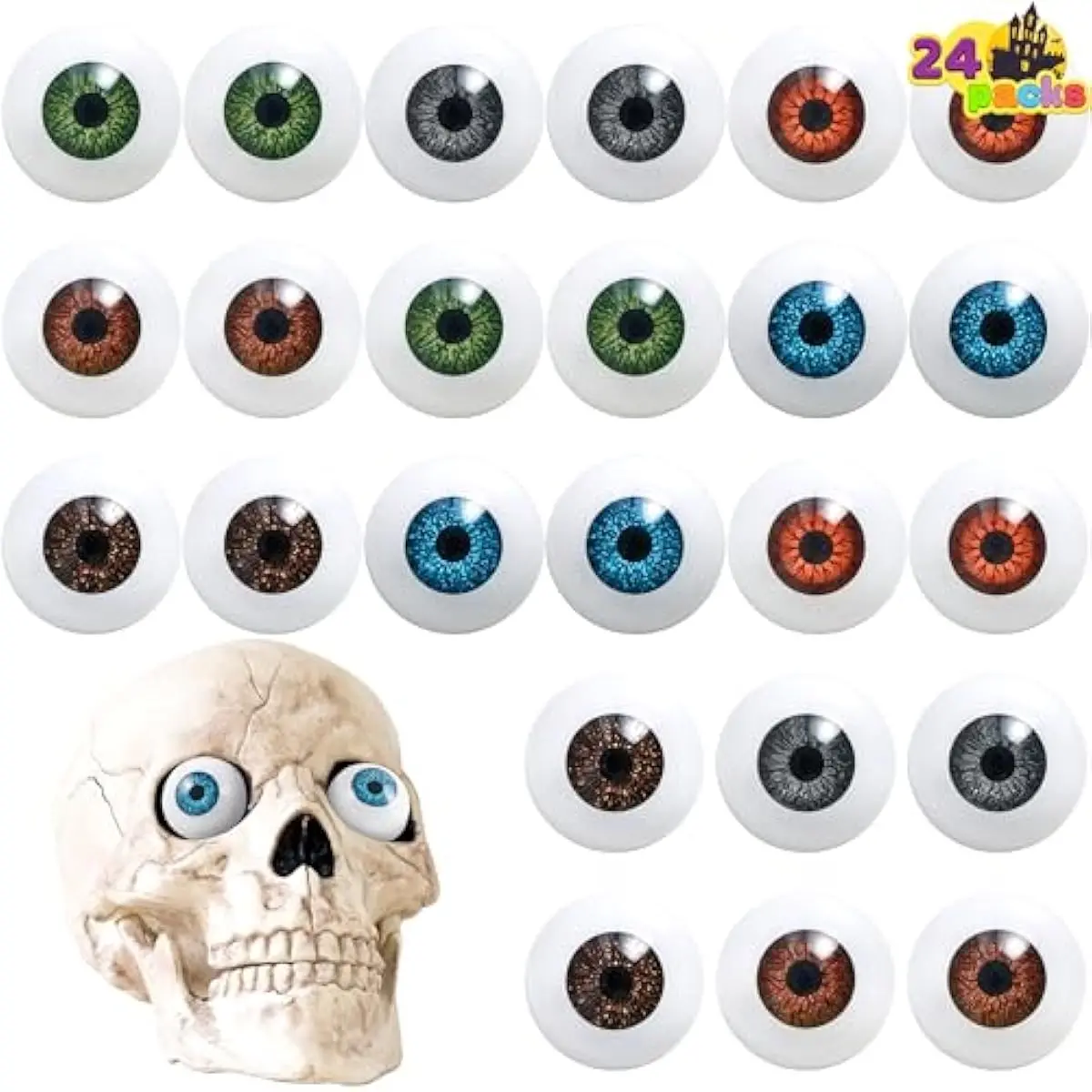 24 PCS Halloween Eyeballs, Trick or Treat Scary Realistic Eyes Prop Supplies, 12 Pair Hollow Plastic Eyeballs for Halloween Party Decoration