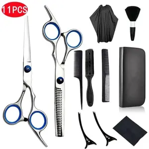Professional Stainless Steel Handle Hair Cutting Thinning Barber Shears Kit, Hairdressing Salon Tool Set with Comb, Storage Case & Brush, Ideal Gift for Adult Hair Stylists, Adults