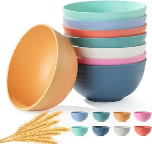 8PCS Cereal Bowl, Ohola Unbreakable Wheat Straw Cereal Bowls, Microwave & Dishwasher Safe Kitchen Bowls for Cereal, Snack, Soup, Salad and Rice, MultiColors, BPA Free, 26oz (Ser of 8) Set Tableware