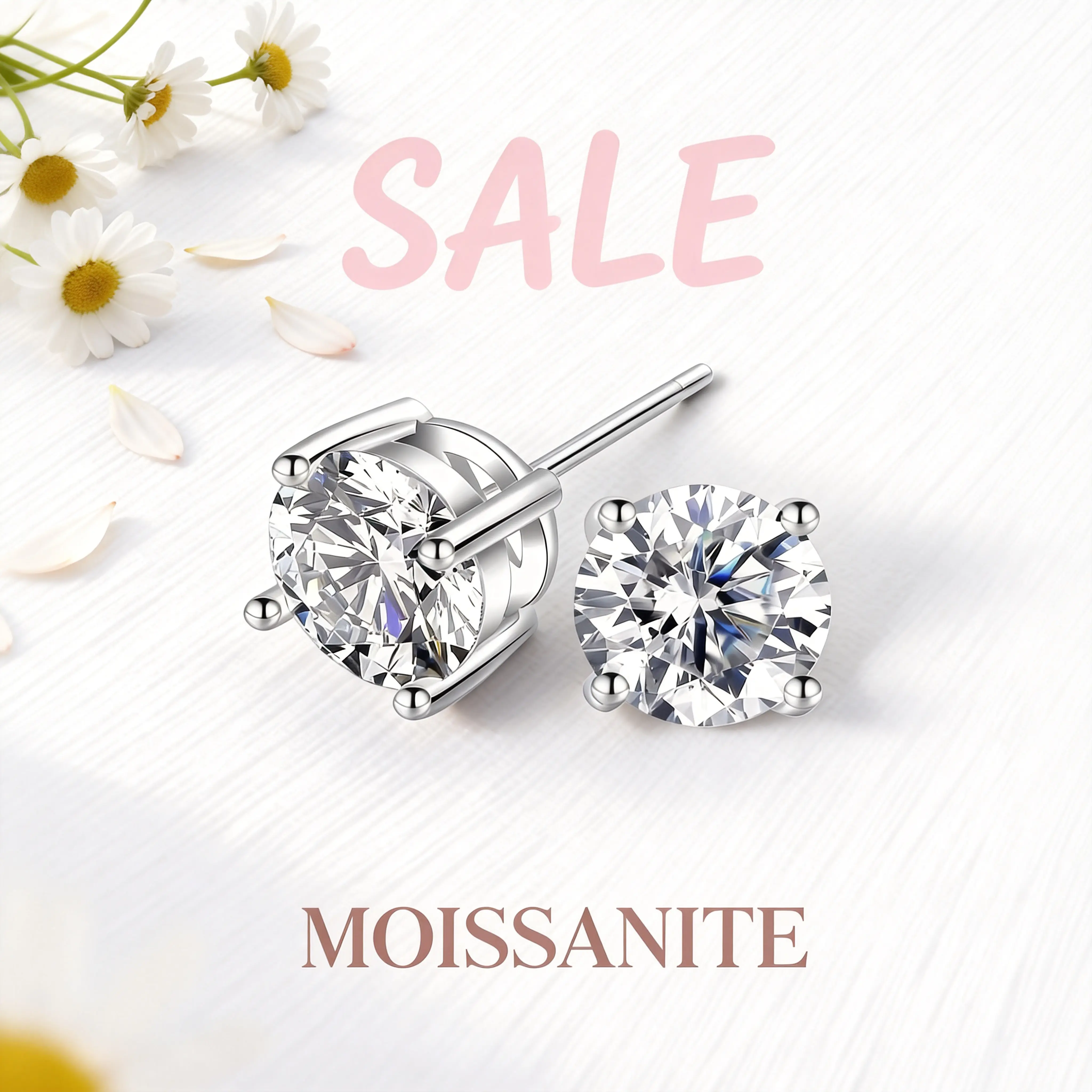 T081 Valentine's Moissanite Stud Earrings - S925 Silver Hypoallergenic Gift Diamond Sparkle Elegant Minimalist