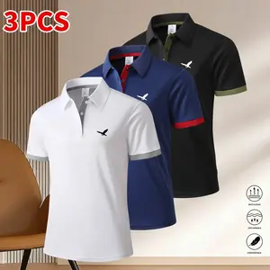 Men’s 3-Pack Polo Shirts — Comfortable Short-Sleeve Casual Style, Classic Turn-Down Collar Polos, Suitable for Work, Golf, Travel, and Everyday Wear