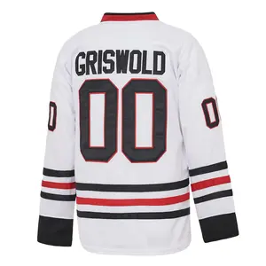00 Griswold Christmas Hockey Jersey Embroidered Sportswear Casual Training Long Sleeved Tops White,Gift for Game Day