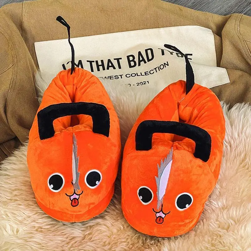 Chainsaw Man Plushes Cotton Shoes Men Women New Anime Pochita Slippers Adult Winter Warm Home Babouche Christmas Gift Hot Sales