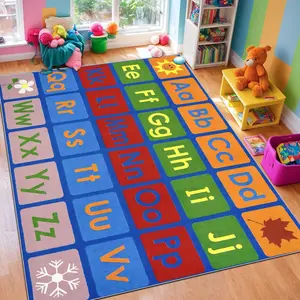 Cartoon Alphabet Pattern Floor Mat, 1 Count Non-slip Soft Area Rug, Decorative Carpet for Home Living Room Bedroom Nursery