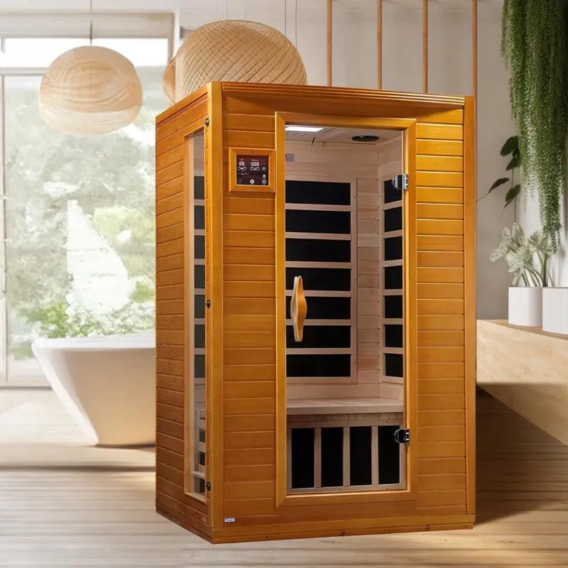 Dynamic Saunas Andora 2-Person Low EMF FAR Infrared Sauna, Canadian Hemlock Wood