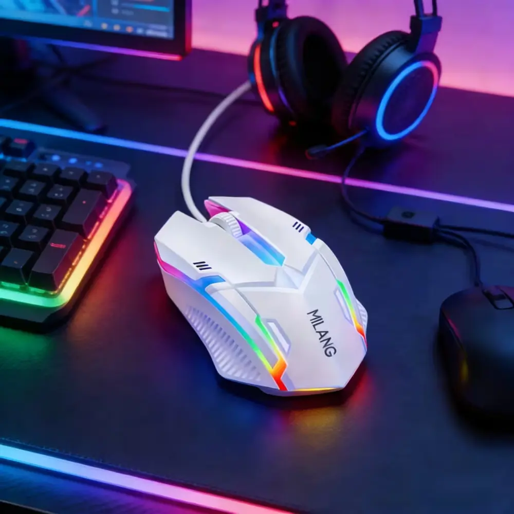 1pc M3 Wired RGB Gaming Mouse - Ergonomic USB Computer Mouse, Colorful LED Light-Up PC Laptop Accessory, Indoor Leisure & E-Sports Gaming Equipment for Office Use