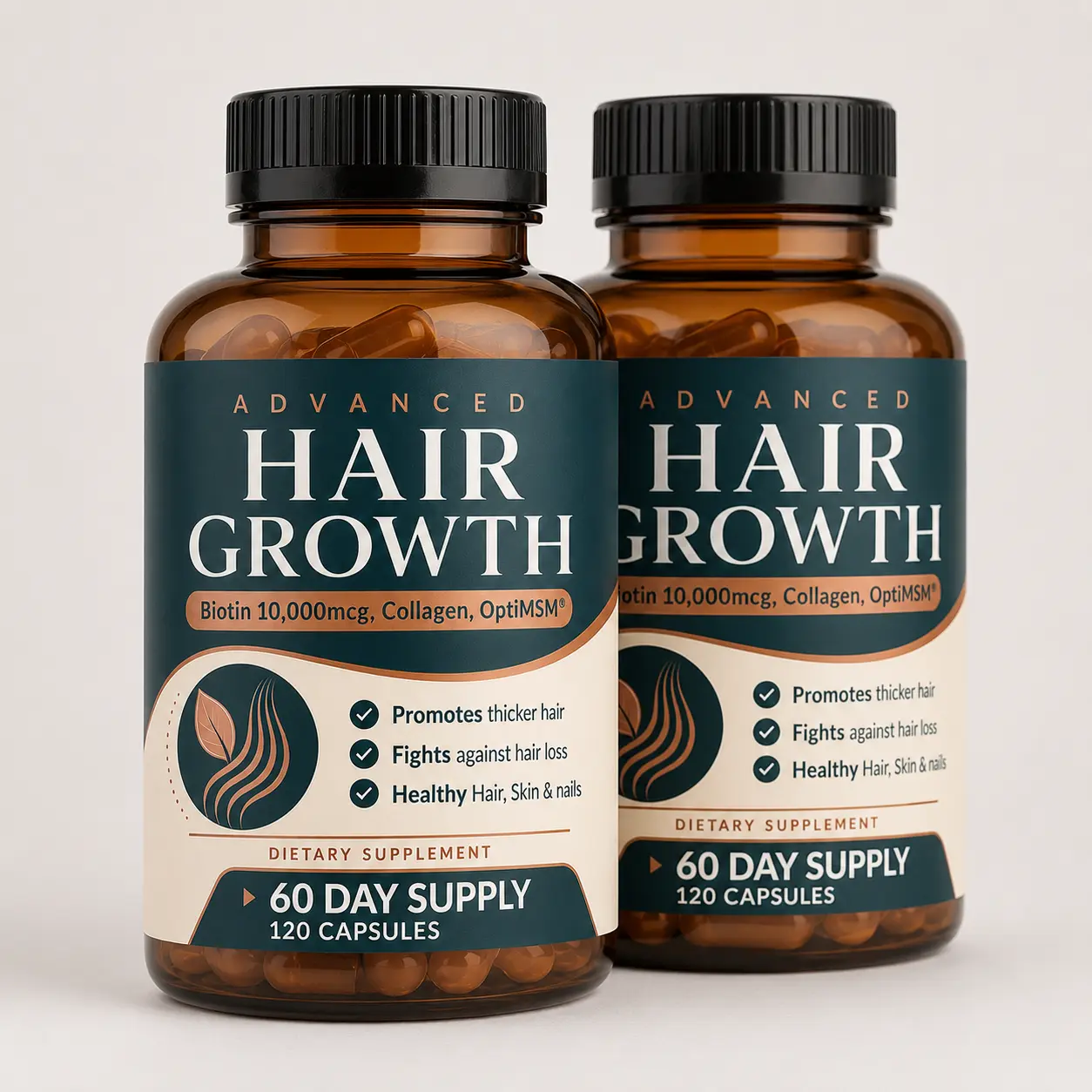 2 Bottles of 24-in-1 Advanced Hair Growth Vitamins | Biotin10,000mcg, Collagen, Saw Palmetto I Naturally RegrowStronger & Healthier Hair, Skin and Nails I Stops Hair Loss I 60 Day Supply