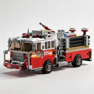 Premium city fire truck rescue vehicle building block model ornament, high-difficulty adult assembly toy, with multiple movable detailed designs, compatible with LEGO bricks, made of high-quality ABS material, gift box packaging
