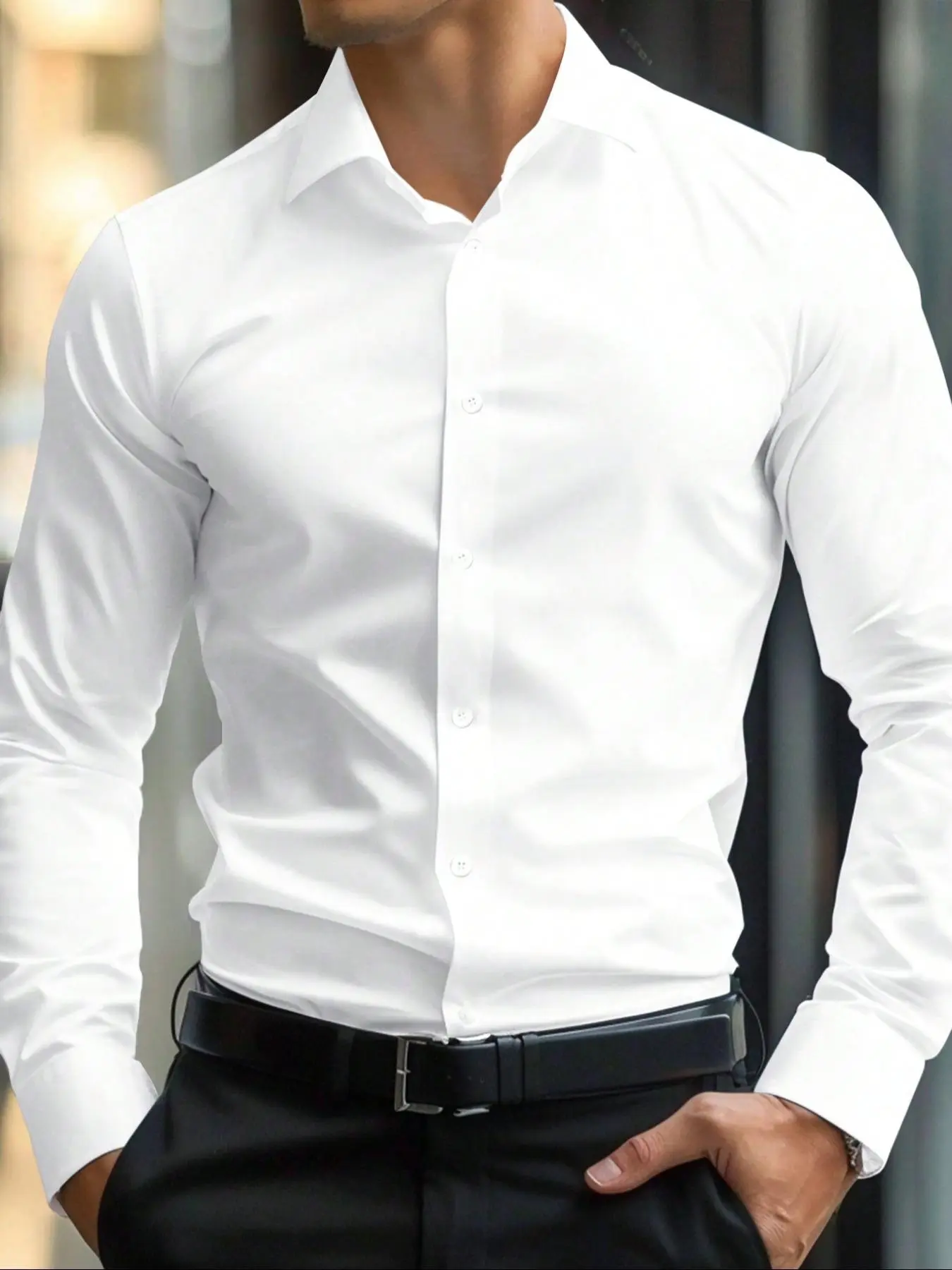 Men's Oxford Shirt, Stylish Classic Solid Color Casual Button-Down Long Sleeve Top for Daily and Formal Wear, Comfortable Cotton Fabric in Various Colors
