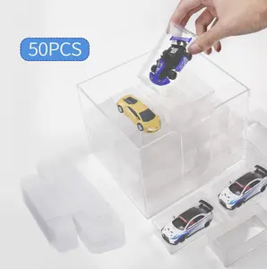 50Pcs Model Car Clear Storage Box For Hot Wheels 1/64 Scale Display Cases Durable Compact Dustproof PVC Showcase