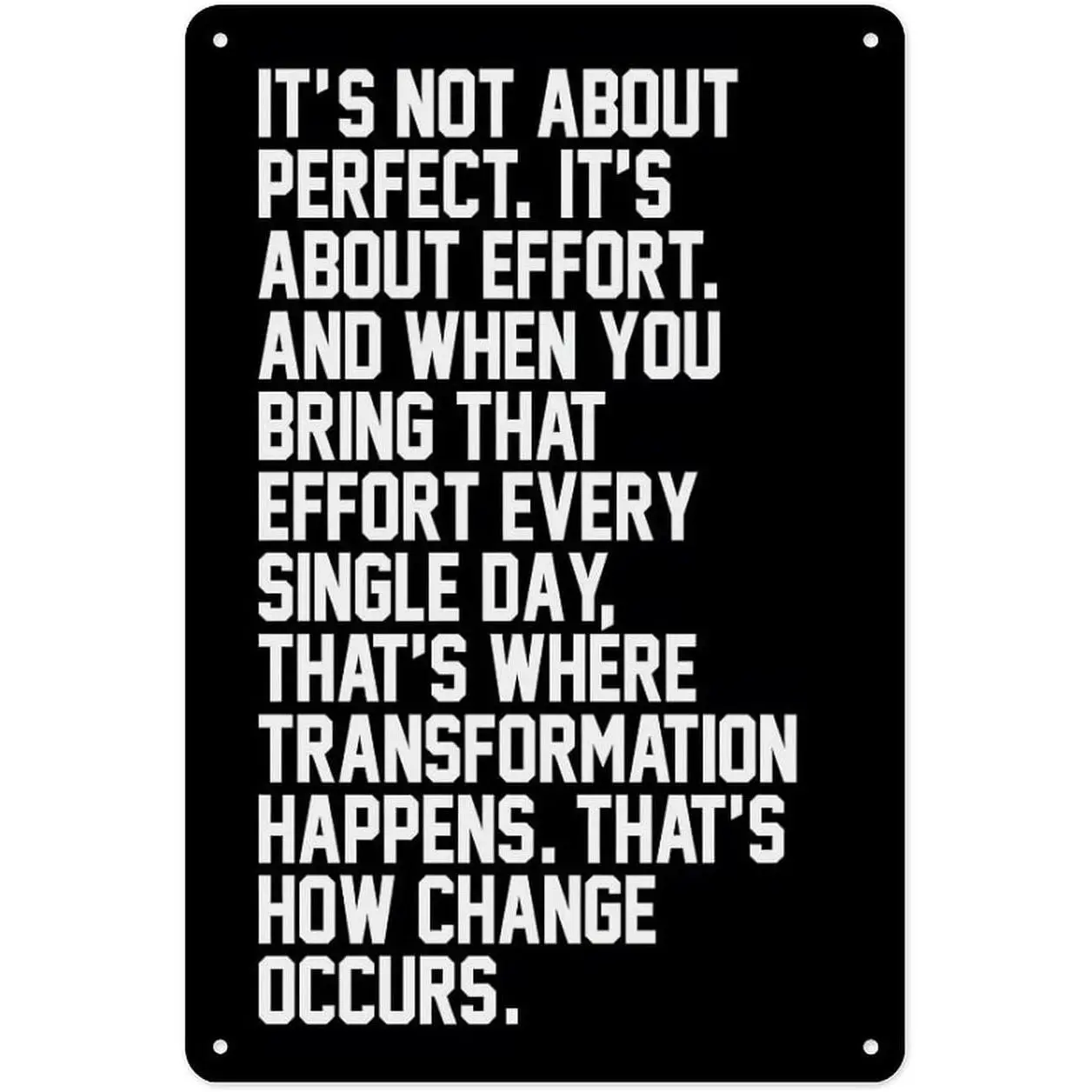 Inspirational Aluminum Wall Plaque - 8x12in Lightweight, Durable, Fade-Resistant, Corrosion-Resistant Metal Sign with "It's Not Perfection That Matters, It's Hard Work" Quote, Wall Plaque for Daily Focus, Indoor Home Decor, Gym Motivation Decor