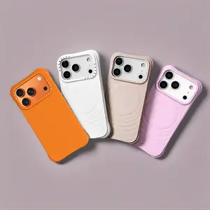 MagSafe Soft Ripple Matte Shockproof Silicon Phone Case with Raised Bumper Edges - Customized for iPhone 13,14,15,16 Pro Max & 17 Pro Max - Orange,White,Beige,Pink - Outdoor Protection Tech Accessories