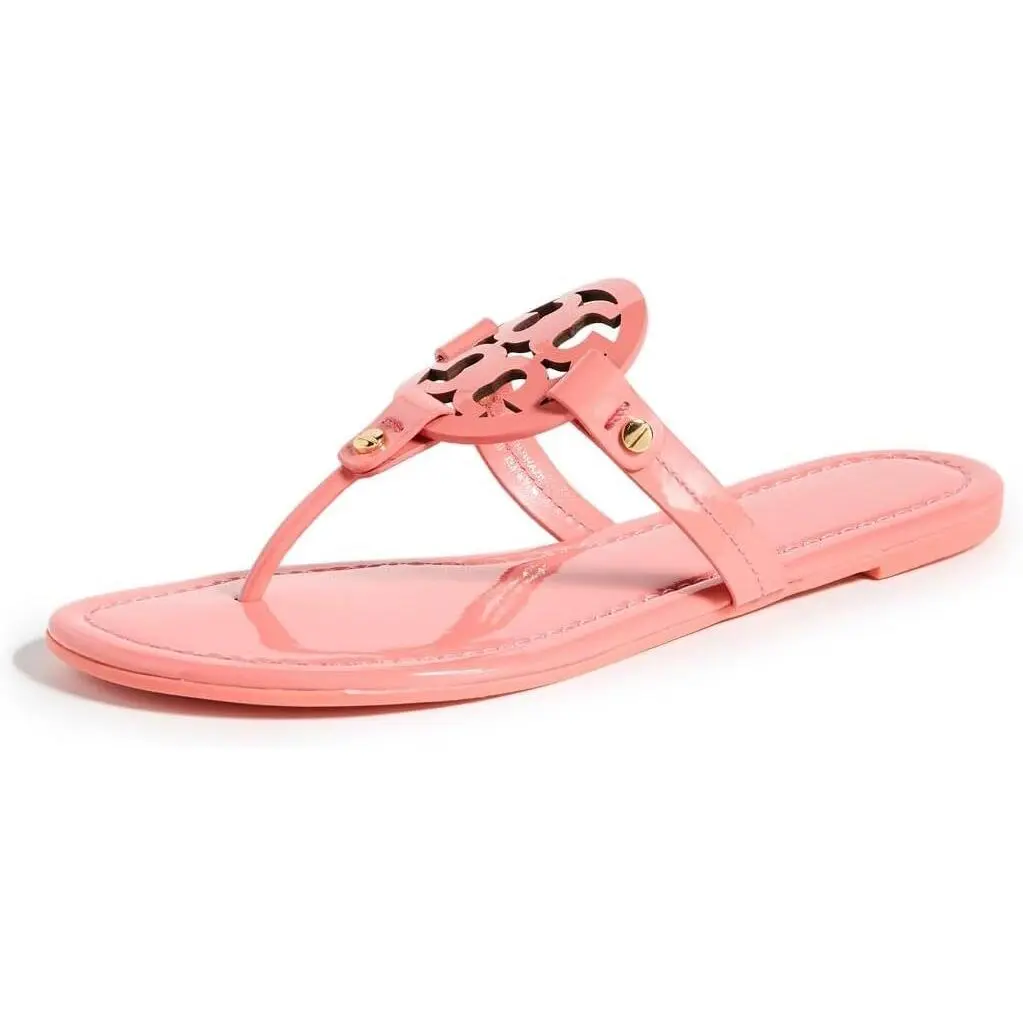 Tory Burch Womens Miller Thong Sandals - Coral Crush/Pink 11743-651, Shoe, Footwear, Rubber, Logo Vamp