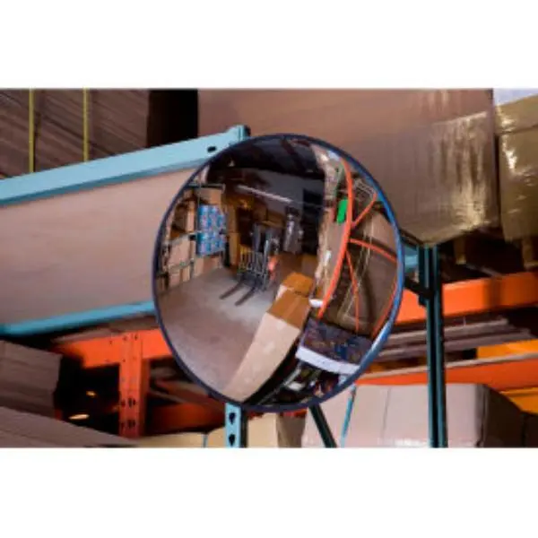 Global Industrial 670556 Wall-Mount Convex Mirror with Adjustable Convex Lens - 30 in. Dia., 160-Deg Wide View, Silver Plastic, Injury-Preventing, Indoor Room Decor