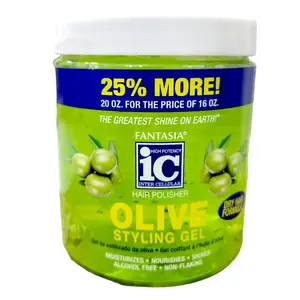 FANTASIA Olive Styling Gel for Dry Hair 20 oz Infused with Olive Oil for Long-lasting Hold Non-Flaky Formula Hydrates Nourishes Dry Haircare Moisture Moisturize Hydrating