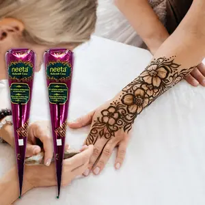 Neeta 100% Natural Ready to Use Henna Paste Cones Dark Brown Color, Used For Drawing Temporary Tattoos, Waterpro Of And Smudge-proof, Aemi-permanent And Long-lasting.