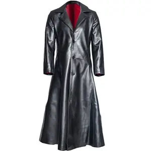 Men's Solid Color Turn-Down Collar Long Sleeve Leather Jacket - Slim Fit, Button-Closure, Vintage Biker-Style Outerwear for Autumn, Winter - Plain Design Menswear Coat