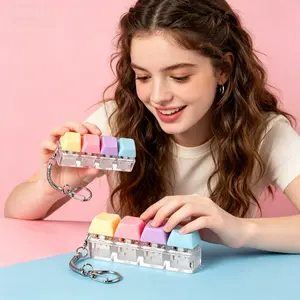 ​ 2 Pcs Keyboard Fidget, 4-Key Keyboard Fidget Clicker for Adults, Macaron Color, Relieve Stress and Anxiety, Keychain Accessories, Easy to Carry, Creative Gifts for Family and Friends ​