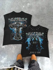 Men's Casual Vest with Jesus Faith Graphic Print, Regular Fit, Fashionable, Aesthetic and Versatile, Perfect for Commuting and Weekend, Menswear
