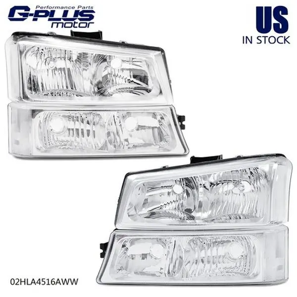 G-PLUS Chrome Truck Headlight Assembly - 2003-2006 Chevy Silverado Front Car Lights, Signal Lamp-Equipped Polycarbonate Automotive Assemblies, New Replacement