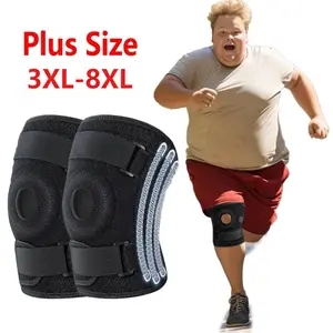 Knee Support Sleeve Plus Size for Men Women with Stabilizing Straps Adjustable Fit for Running Basketball Gym Workout Sports Gear Fitness Training