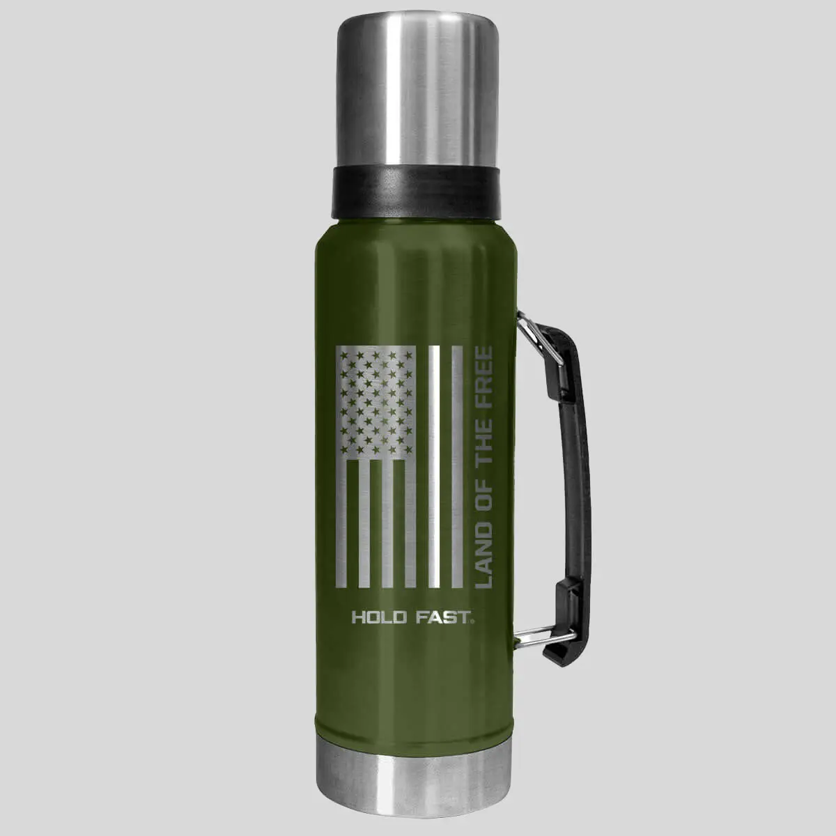 HOLD FAST Green Stainless Steel Flask - 42 oz Magnum Wide-Mouth Beverage Tank with Secure Lid