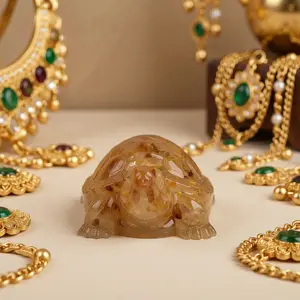 Natural Chip Resin Turtle Ornament - Natural Crystal Decor for Desk, Longevity & Wealth Symbol, Spiritual Healing Collectible (Jewelry Accessories & Derivatives Category)