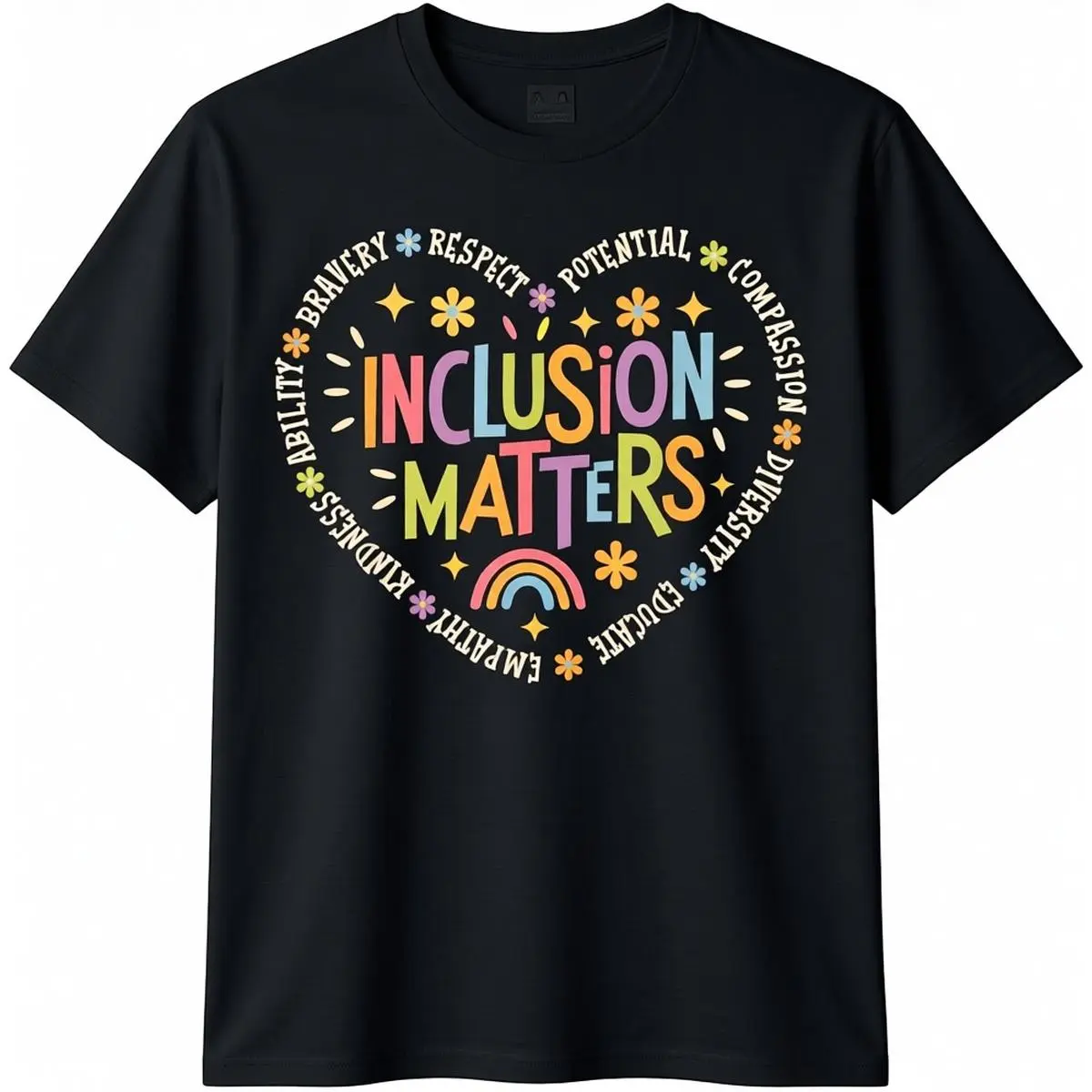 100% Cotton Tee Inclusion Matters Special Education Teacher Autism Awareness T-Shirt T-Shirt with Look