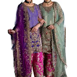 Indian Pakistani kora dhabka on mesuri fabric with emb shalwar 3 piece semi formal dress for women