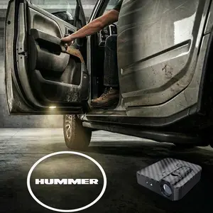 2 pcs Carbon Fibre Car Door Lights for Hummer, Car Decorative Light, Door Logo Projector Welcome Light, Personalized Door Projection Light with Logo (Batteries Not Included)