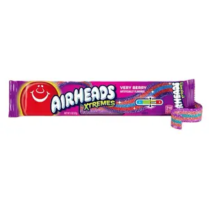 Airheads Xtremes Rainbow Sugar Candies - Very Berry Sour Flavored, Tangy Sweet Chewy Treat, Soft Fruity Gluten Free Belts, 2oz Fruit Snack, No Artificial Colors