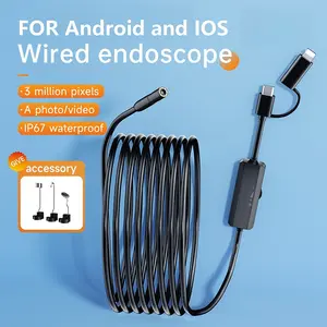 High-Definition Snake Camera Endoscope Tool, Ip67 Waterproof Inspection Scope for iOS & Android, Equipped with Adjustable LED Lights, Flexible Probe, Close Range Observation